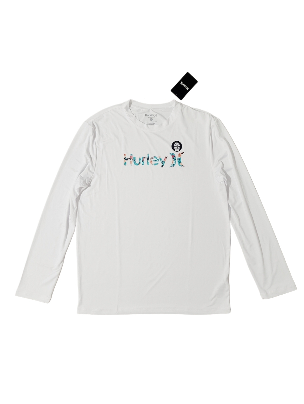 Men's Hurley White Long Sleeve UPF Sun Shirt Size Large New With Tag